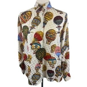 Rare Vintage Jerri‎ Sherman Collection 100% Silk Balloon Blouse Women's Size 8